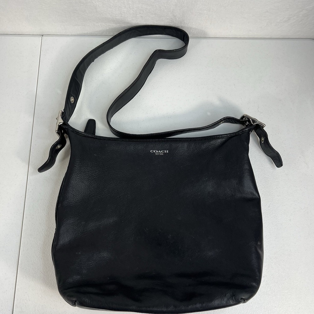 Coach Medium Shoulder Bag Legacy Penny Hobo 19889 Silver Hardware‎ Black Leather - Picture 2 of 16